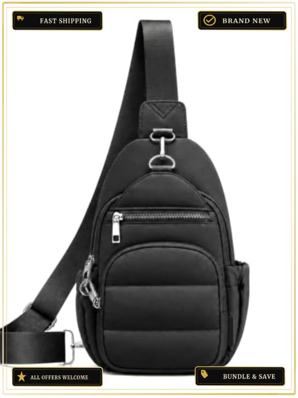 Anti-Theft Crossbody Sling Bag RFID Blocking Travel Puffer Shoulder Purse